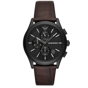 Buy Shop Emporio Armani Paolo Chronograph Black Dial Brown Leather Strap Watch For Men - AR11549 USA Online