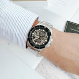 Buy Shop Fossil FB-01 Automatic Skeleton Black Dial Silver Steel Strap Watch for Men - ME3190 USA Online