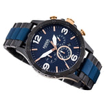 Buy Shop Fossil Nate Chronograph Blue Dial Two Tone Steel Strap Watch for Men - JR1494 USA Online