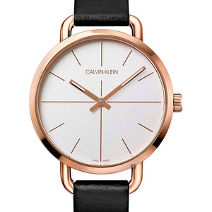 Buy Shop Calvin Klein Even White Dial Black Leather Strap Watch for Women - K7B236C6 USA Online