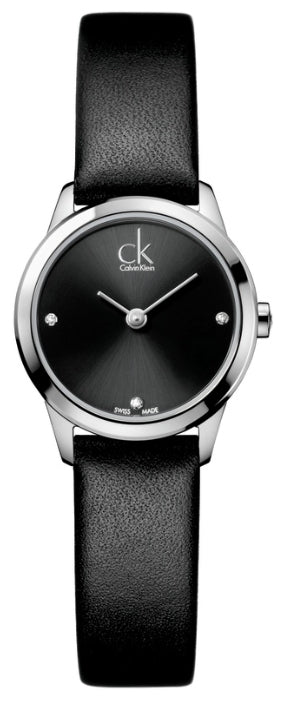 Buy Shop Calvin Klein Minimal Black Dial Black Leather Strap Watch for Women - K3M231CS USA Online