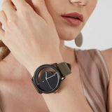 Buy Shop Marc Jacobs Tether Transparent Black Dial Black Leather Strap Watch for Women - MBM1379 USA Online