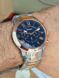 Buy Shop Fossil Grant Chronograph Blue Dial Two Tone Steel Strap Watch for Men - FS5024 USA Online