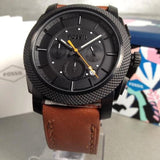 Buy Shop Fossil Machine Chronograph Black Dial Brown Leather Strap Watch for Men - FS5234 USA Online