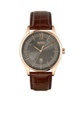 Buy Shop Hugo Boss Ambassador Grey Dial Brown Leather Strap Watch for Men - 1513387 USA Online