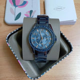 Buy Shop Fossil Riley Quartz Blue Dial Blue Steel Strap Watch for Women - ES4294 USA Online