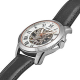Buy Shop Fossil Grant Automatic Skeleton White Dial Black Leather Strap Watch for Men - ME3101 USA Online