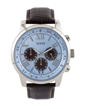 Buy Shop Guess Horizon Chronograph Analog Blue Dial Brown Leather Strap Watch For Men - W0380G6 USA Online