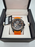 Hugo Boss Volane Black Dial Orange Silicone Strap Watch for Men - 1513957