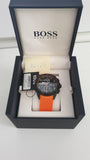 Hugo Boss Volane Black Dial Orange Silicone Strap Watch for Men - 1513957