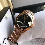 Buy Shop Tissot T Wave Black Dial Rose Gold Steel Strap Watch For Women - T112.210.33.051.00 USA Online
