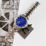 Bulova Crystal Collection Blue Mother of Pearl Dial Silver Steel Strap Watch for Women - 96L238