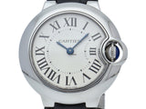 Buy Shop Cartier Ballon Bleu Silver Dial Black Leather Strap Watch for Women - W69018Z4 USA Online