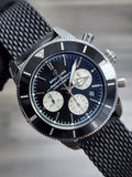 Buy Shop Breitling Superocean Heritage B01 Chronograph 44 Black Dial Black Mesh Bracelet Watch for Men - AB0162121B1S1 USA Online