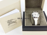 Buy Shop Burberry The City Silver Dial White Leather Strap Watch for Women - BU9019 USA Online