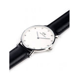 Buy Shop Daniel Wellington Classy Sheffield White Dial Black Leather Strap Watch For Women - DW00100080 USA Online