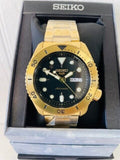 Buy Shop Seiko 5 Sports Automatic Black Dial Gold Steel Strap Watch For Men - SRPK18 USA Online