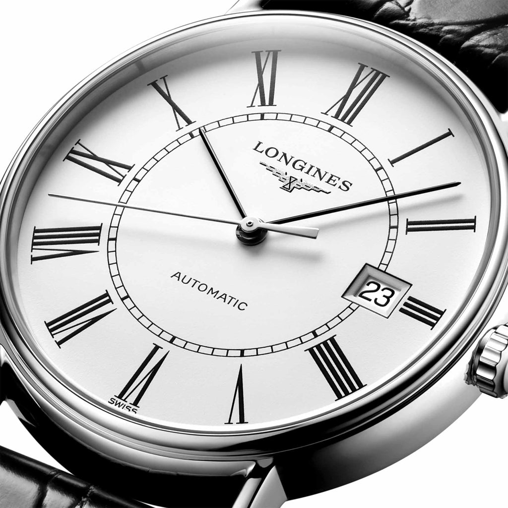 Buy Shop Longines Presence 38.5mm Automatic White Dial Black Leather Strap Watch for Men - L4.921.4.11.2 USA Online