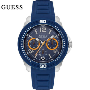 Buy Shop Guess Trade Blue Dial Blue Silicone Strap Watch for Men - W0967G2 USA Online