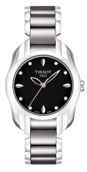 Buy Shop Tissot T Wave Black Dial Two Tone Steel Strap Watch For Women - T023.210.11.056.00 USA Online