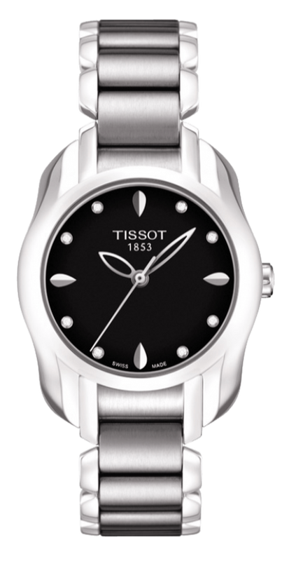 Buy Shop Tissot T Wave Black Dial Two Tone Steel Strap Watch For Women - T023.210.11.056.00 USA Online