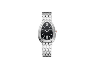 Buy Shop Bvlgari Serpenti Seduttori Diamonds Black Dial Silver Steel Strap Watch for Women - SERPENTI103449 USA Online