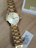 Buy Shop Michael Kors Mini Runway Slim Gold Dial Gold Steel Strap Watch for Women - MK3512 USA Online