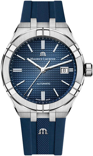 Maurice Lacroix Aikon Automatic Date Blue Dial Blue Silicone Strap Watch For Men - AI6008-SS000-430-4