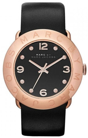 Buy Shop Marc Jacobs Amy Black Dial Black Leather Strap Watch for Women - MBM1225 USA Online