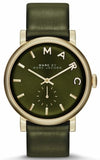 Buy Shop Marc Jacobs Baker Olive Green Dial Olive Green Leather Strap Watch for Women - MBM1328 USA Online