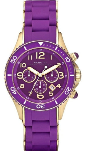 Buy Shop Marc Jacobs Rock Chronograph Purple Dial Purple Silicone Strap Watch for Women - MBM2549 USA Online