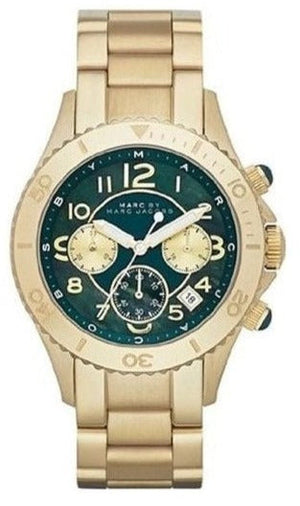 Buy Shop Marc Jacobs Rock Chronograph Green Dial Gold Steel Strap Watch for Women - MBM3252 USA Online