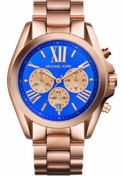 Buy Shop Michael Kors Bradshaw Quartz Blue Dial Rose Gold Steel Strap Watch For Women - MK5951 USA Online