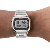 Buy Shop Fossil Retro Digital Silver Dial Silver Steel Strap Watch for Men - FS5844 USA Online
