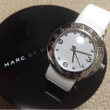 Buy Shop Marc Jacobs Amy White Dial White Leather Strap Watch for Women - MBM1136 USA Online