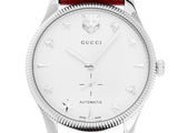 Gucci G Timeless Automatic Silver Dial Red Leather Strap Watch For Men - YA126346