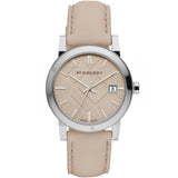 Burberry The City Beige Dial Beige Leather Strap Watch for Women - BU9107