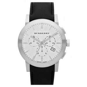 Buy Shop Burberry The City Chronograph White Dial Black Leather Strap Watch for Men - BU9355 USA Online