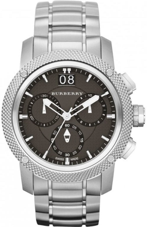 Buy Shop Burberry Utilitarian Chronograph Black Dial Silver Steel Strap Watch For Men - BU9800 USA Online
