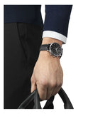 Buy Shop Tissot Tradition Chronograph Black Dial Black Leather Strap Watch For Men - T0636171605700 USA Online