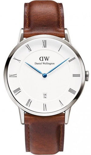 Buy Shop Daniel Wellington Dapper St Mawes White Dial Brown Leather Strap Watch For Men - DW00100087 USA Online