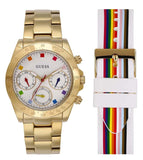 Buy Shop Guess Exclusive Multi Color White Dial Gold Steel Strap Watch for Women - GW0457L1 USA Online