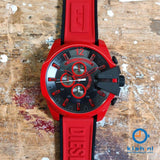 Buy Shop Diesel Mega Chief Chronograph Black Dial Red Rubber Strap Watch For Men - DZ4526 USA Online