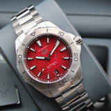 Buy Shop Tag Heuer Aquaracer Professional 200 Automatic Red Dial Silver Steel Strap Watch for Men - WBP2114.BA0627 USA Online