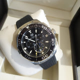 Buy Shop Tag Heuer Carrera Aquaracer Quartz Chronograph Black Dial Black Rubber Strap Watch for Men - CAY111A.FT6041 USA Online