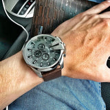 Buy Shop Diesel Mega Chief Chronograph Black Dial Brown Leather Strap Watch For Men - DZ4290 USA Online