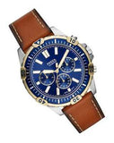 Buy Shop Fossil Garrett Chronograph Blue Dial Brown Leather Strap Watch for Men - FS5625 USA Online