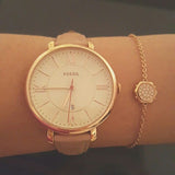 Buy Shop Fossil Jacqueline White Dial Brown Leather Strap Watch for Women - ES3487 USA Online