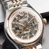 Buy Shop Emporio Armani Meccanico White Dial Two Tone Stainless Steel Watch For Men - AR60002 USA Online