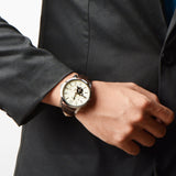Buy Shop Fossil Townsman Automatic White Dial Brown Leather Strap Watch for Men - ME3064 USA Online